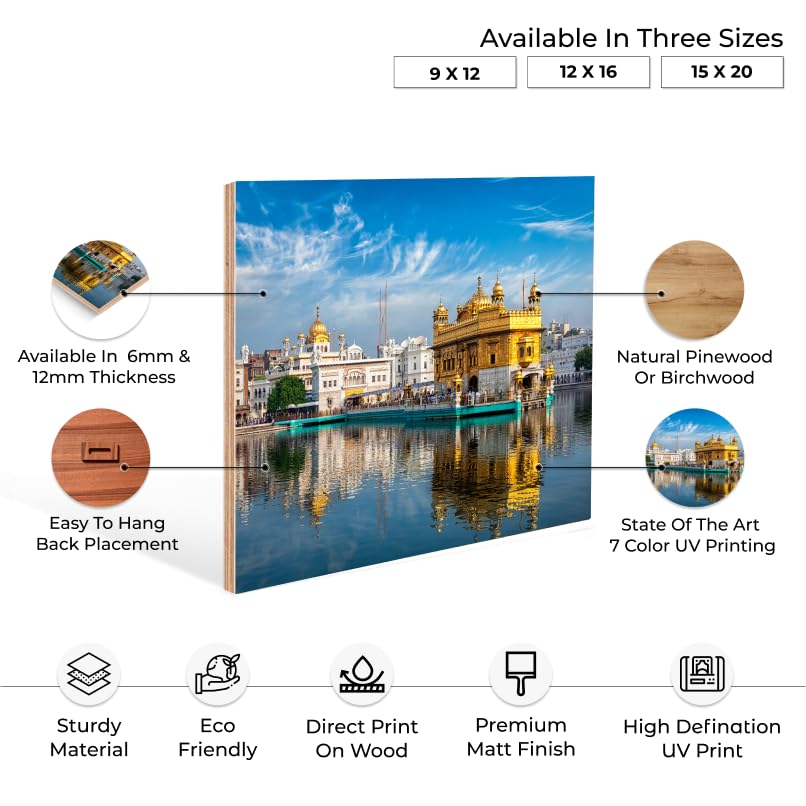 Chalk My Theme Golden Temple Wood Print Wall Art Home Decor, Living Room, Bedroom, Cafe, Room Painting For Wall Decoration -9 X